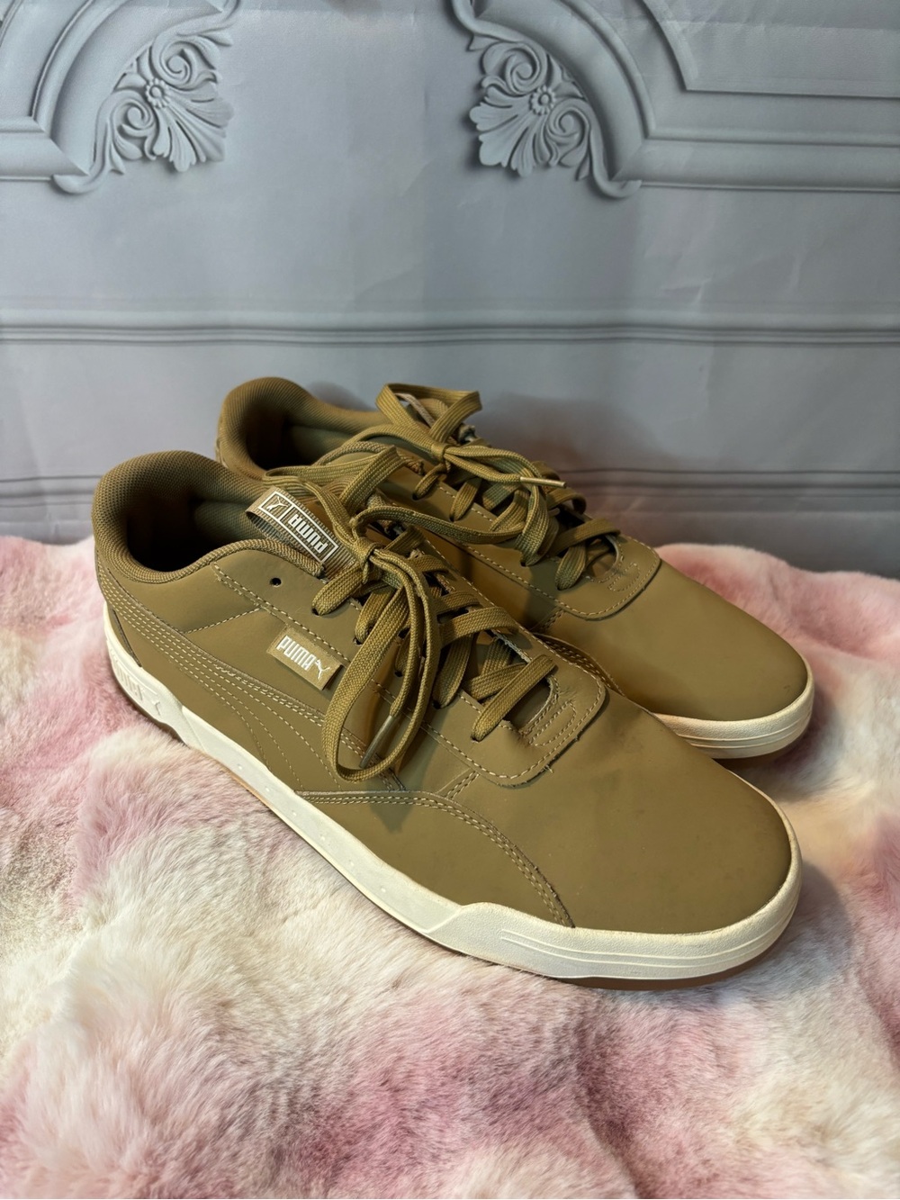 PUMA Men’s Casual Lace-Up SkateSneakers in Light Brown/Tan, Size 12
